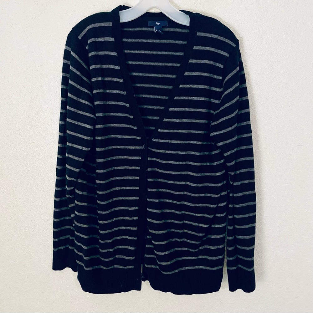 Gap Women’s Black/Gray Stripe Cardigan XXL